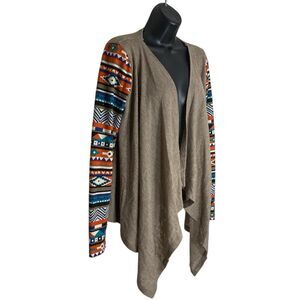 Flying Tomato Cardigan Sweater Womens Small Southwestern Boho Aztec Open Tribal